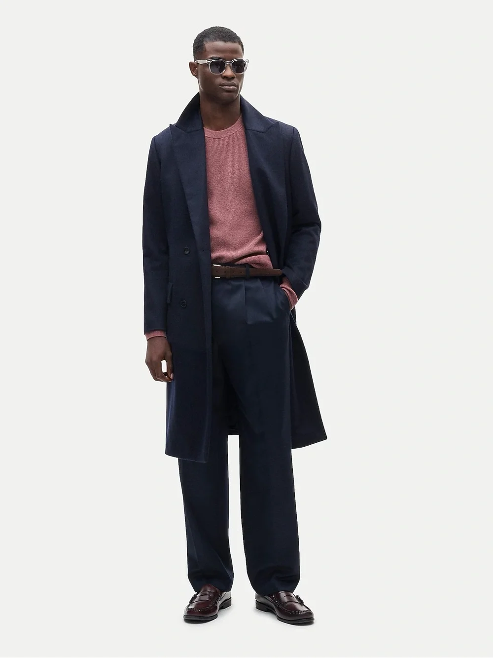 J. CREW Double-breasted topcoat in English merino wool Navy 38S NWT $998 C0035